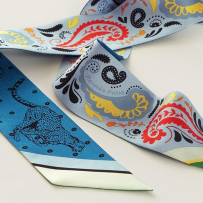 週末限定❗【新品】HERMES ♡ ツイリー スカーフ ポニー・ピット・ストップ ツイリー ポニー・ピット・ストップ ブルー 青[H064207S 06